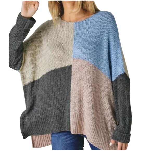 Chic Soul Sweaters - Chic Soul Colorblock Knit Oversized Lightweight Sweater Size 3X NEW